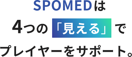 SPOMEDは4つの「見える」でプレイヤーをサポート。